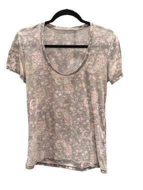 Light Pink Floral Scoop Neck Tee